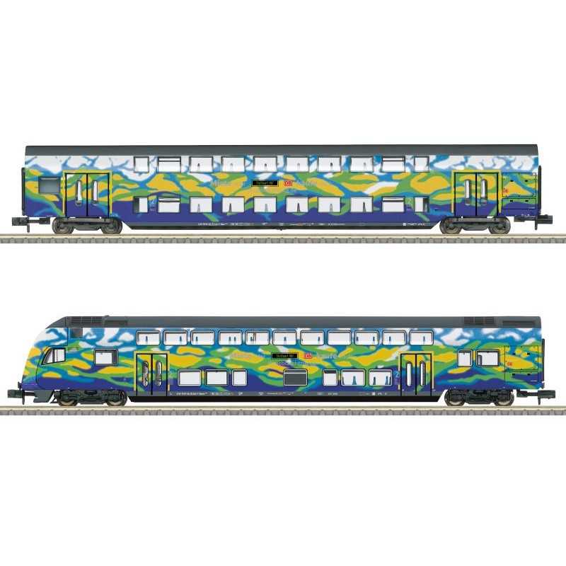 Minitrix 18299 DB-AG Rijtuigenset met stuurstand "Touristik-design" 2-delig