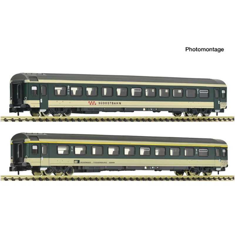 Fleischmann 6260096 SOB Rijtuigenset 1e en 2e klasse "Voralpen-Express" type B 2-delig Fleischmann 6260096 SOB Rijtuigenset 1e en 2e klasse "Voralpen-Express" type B 2-delig