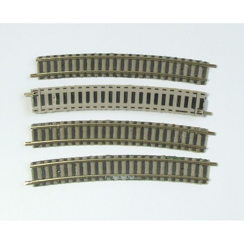 Fleischmann 9136L Gebogen rail R4 460 mm licht 4 stuks