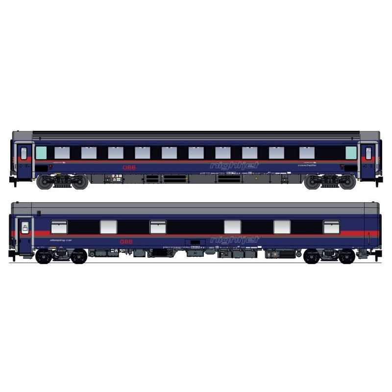 L.S. Models LS97038-1N OBB Rijtuigenset Bcmz + WLABmz DANI Nightjet