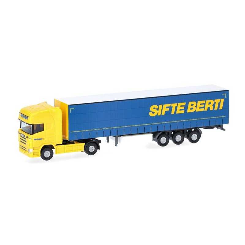 Herpa 961721 Scania R '04 Topline gordijntrailer "Sifte Berti"
