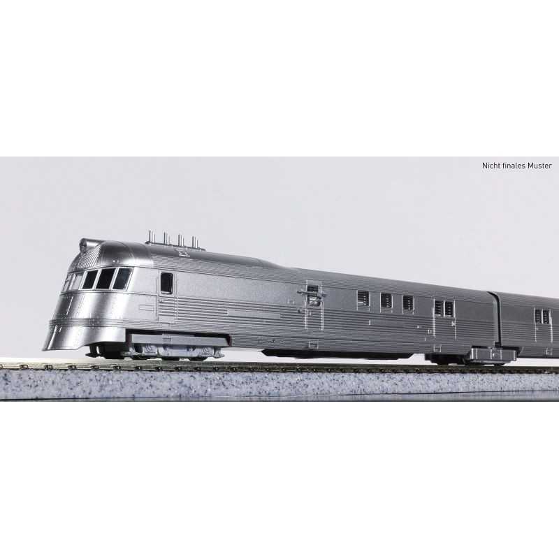 Kato K106-101 CB & Q - Chicago, Burlington & Quincy Railroad Treinstel Pioneer Zephyr, 3-delig